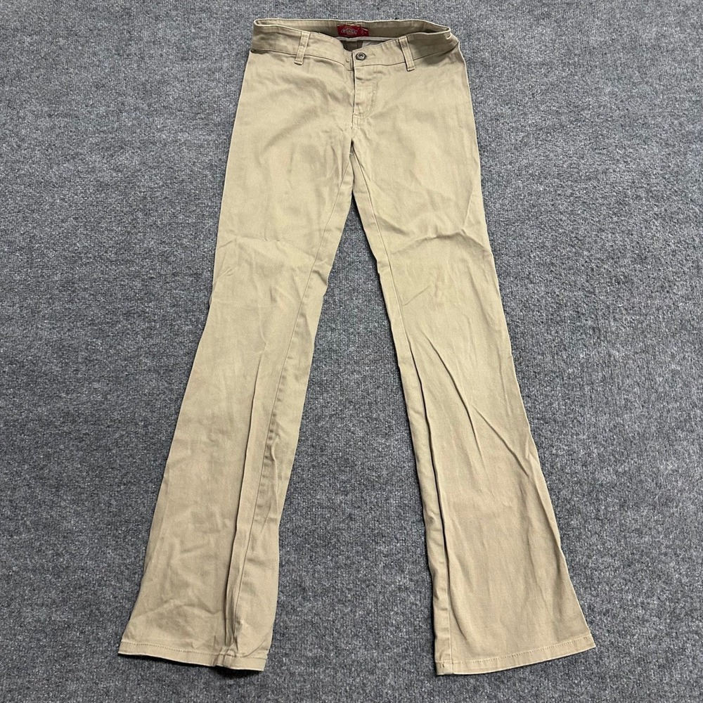 Dickies Pants Womens Size 3 Khaki Slim Flare Stretch Cotton Workwear Tan Pants